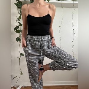 Anthropologie Ollari Black and White Tassel Joggers